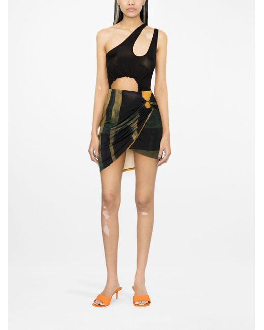 Louisa Ballou Green Coastline Asymmetric Mini Skirt