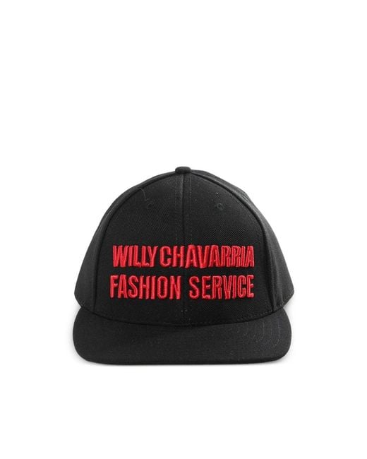 Willy Chavarria Red Embroidery Cap for men
