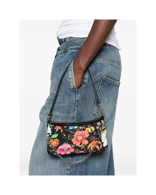 Gucci Red Small Gossip Floral-Print Chain-Link Shoulder Bag
