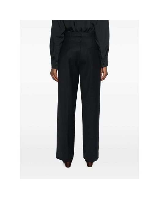Tela Black Pleated Wide-Leg Trousers