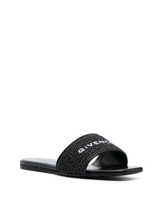 Givenchy Black 4g Leather Flat Sandals