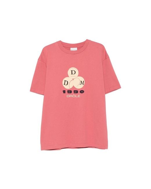 Drole de Monsieur Pink Graphic-Print T-Shirt for men