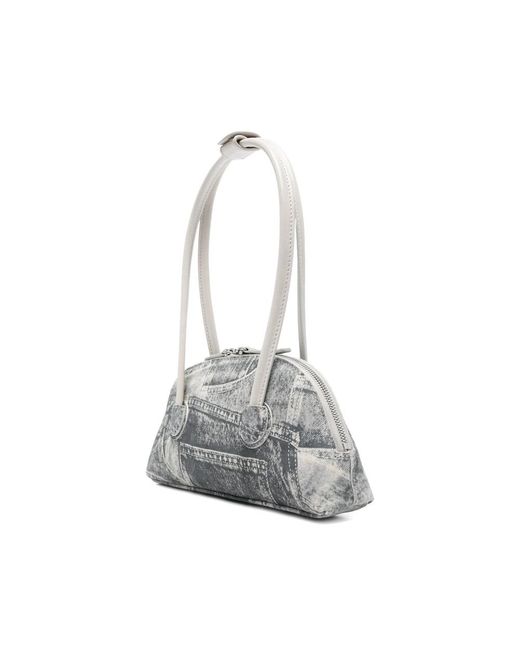 MARGE SHERWOOD Gray Printed Suede Shoulder Bag