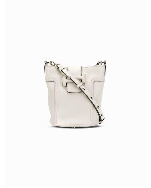 Tod's Double T Mini Bucket Bag in White | Lyst