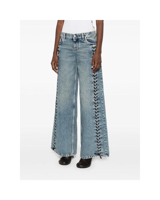 Stella McCartney Blue Wide-Leg Lace-Up Denim Jeans