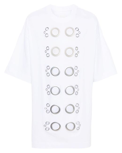 Givenchy White Eyelet-Embellished T-Shirt for men