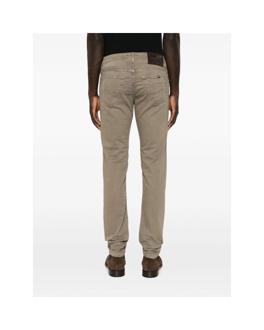 Jacob Cohen Gray Nick Logo-Patch Five-Pocket Trousers for men