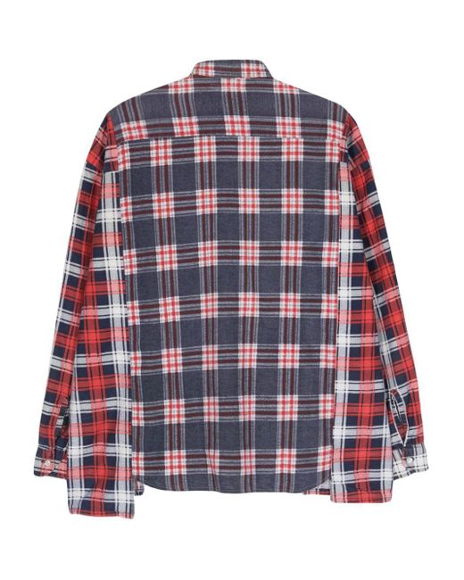 Needles Red Panelled-Design Flannel Shirt for men