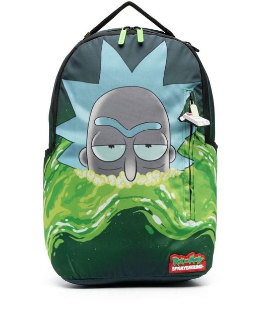 Sprayground Green Comic-print Backpack for men