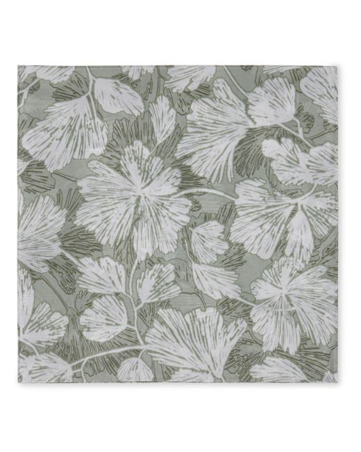 Brunello Cucinelli Gray Floral-Print Silk Scarf