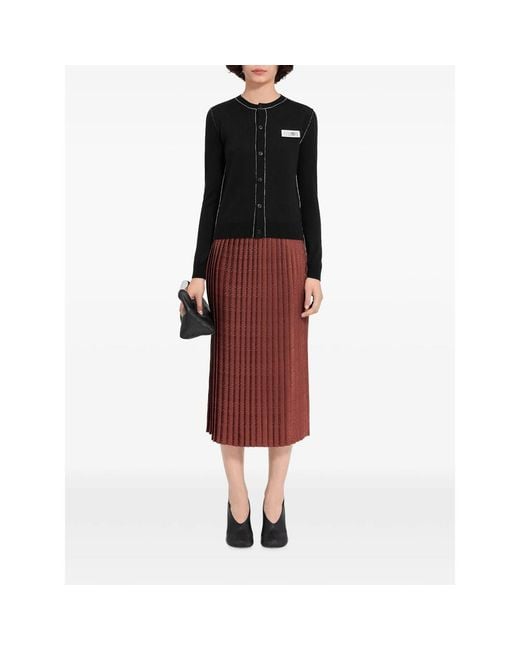 MM6 by Maison Margiela Black Button-Front Wool Blend Knit Cardigan