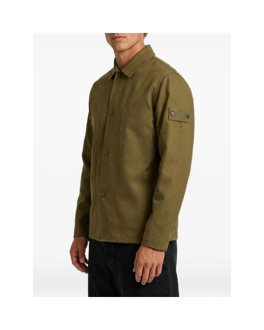 Stone Island Green Military Ghost Overshirt for men