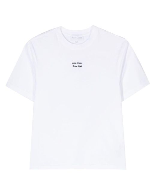 Maison Labiche White Popincourt Embroidered-Slogan T-Shirt