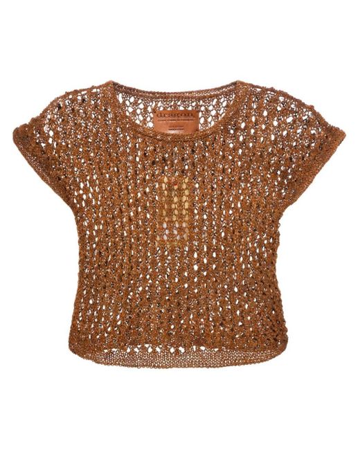 Dragon Diffusion Brown Knitted Leather Top