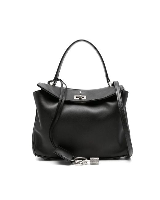 Balenciaga Black Top-Handle Padlock Tote Bag