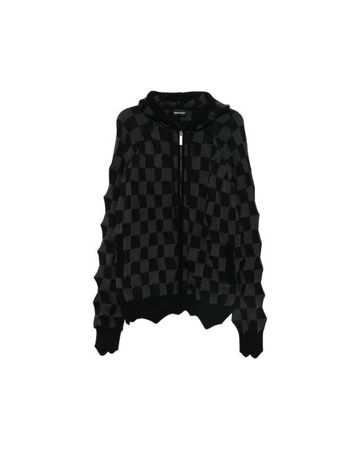 MADFRENZY Black Checkerboard Hoodie for men