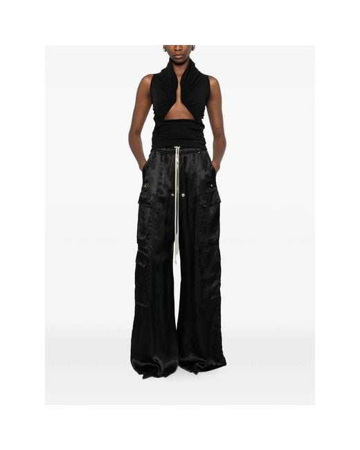 Rick Owens Black Cargobelas Drawstring Trousers