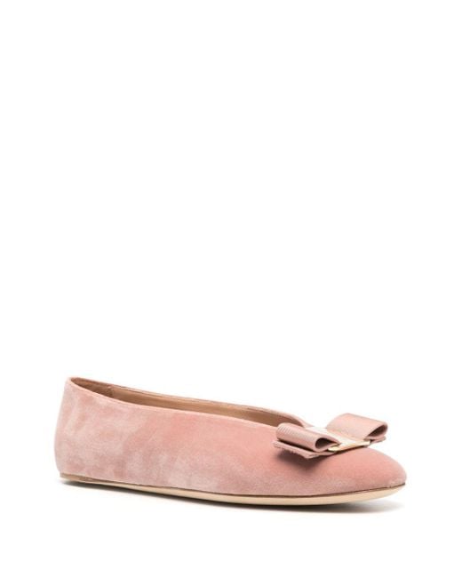 Ferragamo Pink Vara-Bow Ballerina Shoes