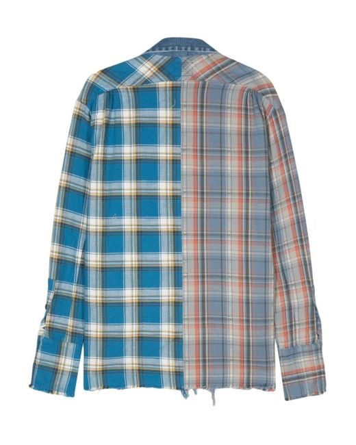 Greg Lauren Blue Gl1 Mixed Plaid Shirt Jacket for men