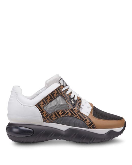 Fendi Brown Chunky Monogram Runner Sneakers for men
