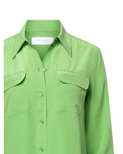 Equipment Green Slim Signature Silk Shirt