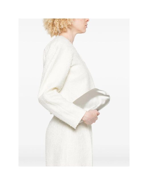 Alberta Ferretti White Mini Metallic Clutch Bag