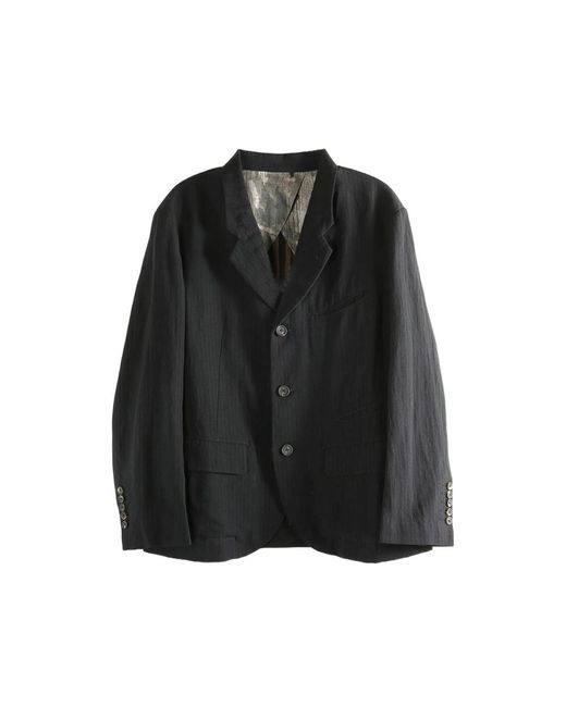 Ziggy Chen Black Single-Breasted Crinkled Jacket for men