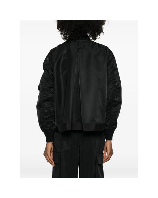 Sacai Black Pleat-Detail Bomber Jacket