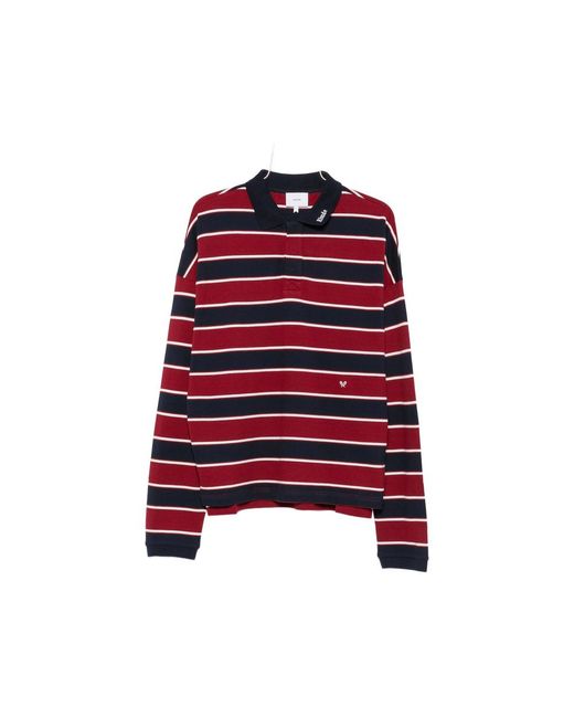 Rhude Red Striped Long-Sleeve Polo Shirt for men