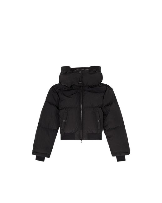 DIESEL Black Wrinkled-Nylon Down Puffer Jacket With Detachable Hood