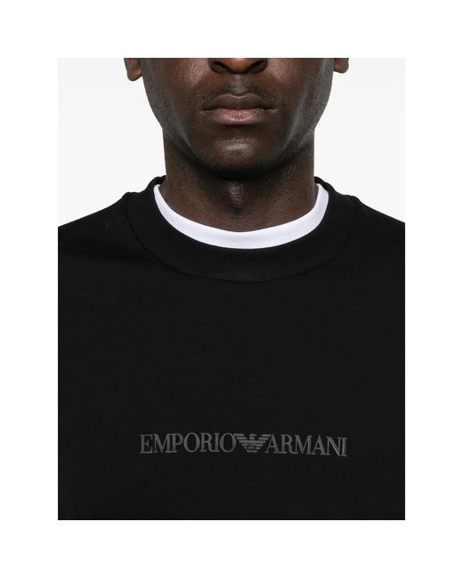 Emporio Armani Black Logo-Detail Crew-Neck Sweatshirt for men