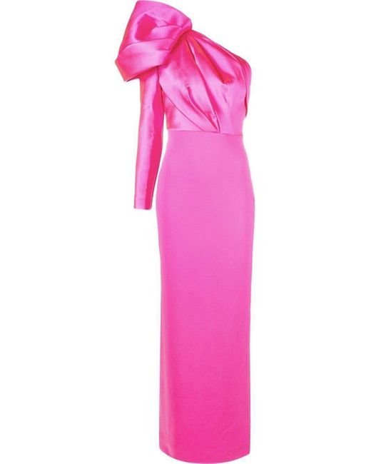 Solace London Pink Lexi One-shoulder Evening Gown