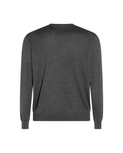 Malo Gray Crew-Neck Wool Sweater for men
