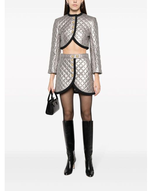 George Keburia Gray Asymmetric Quilted Miniskirt