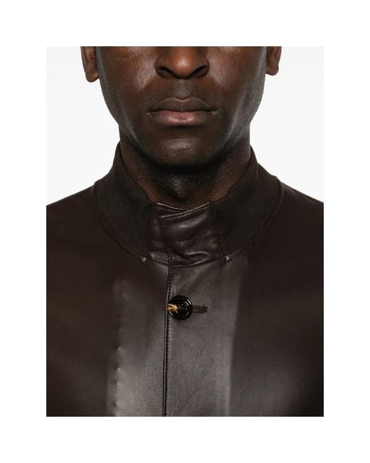 KIRED Black Buttoned Leather Jacket for men