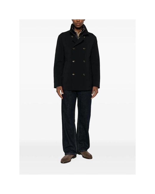 Montecore Black Double-Breasted High-Neck Jacket for men