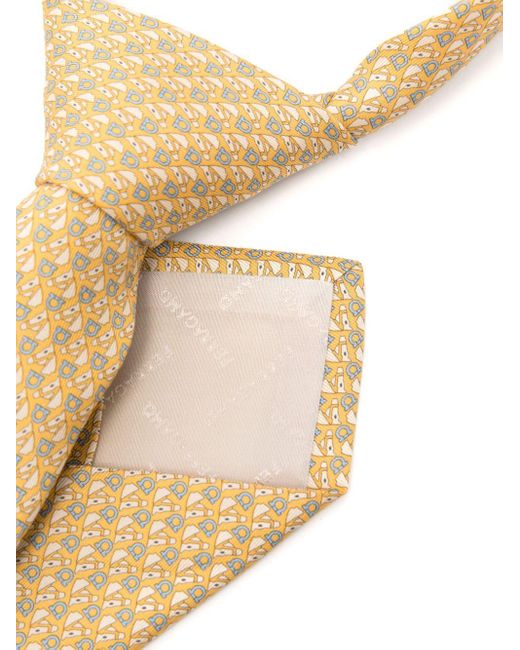 Ferragamo White Equestrian-Print Silk Tie for men