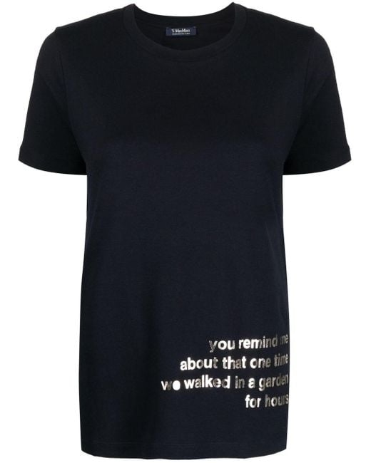Max Mara Black Metallic-Print Cotton T-Shirt