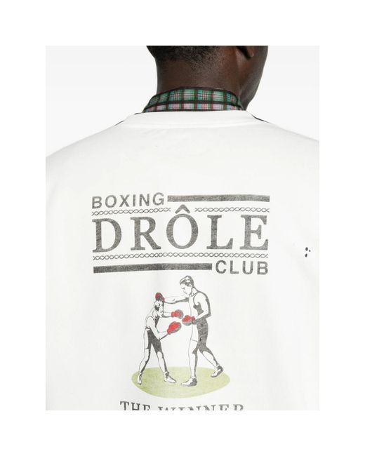Drole de Monsieur White Drôle Boxers Graphic-Print Sweatshirt for men