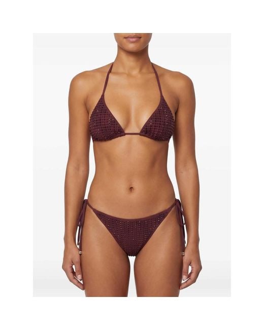 VENUJA Purple Rhinestone-Embellished Triangle Bikini