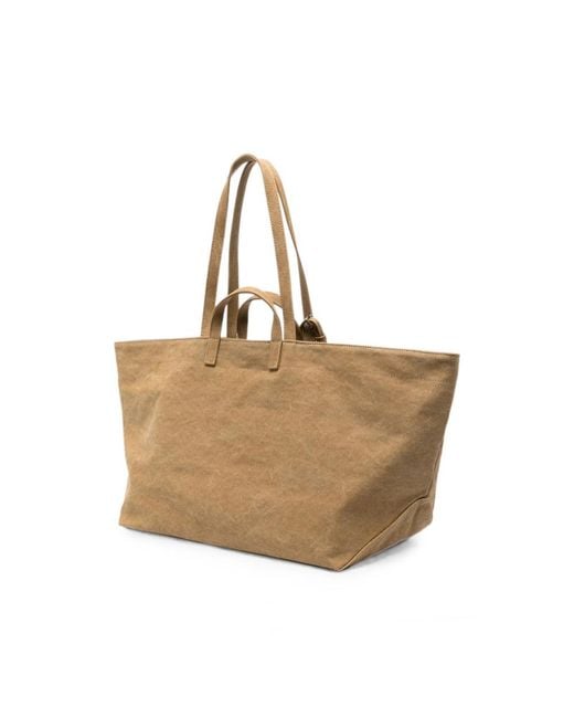 A.P.C. Brown A. P.C. Drummer Logo-Print Canvas Tote Bag