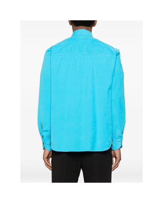 Isaia Blue Flap-Pocket Shirt for men