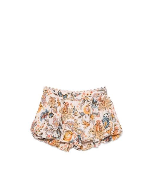 Farm Rio Pink Floral-Print Puff-Ball Shorts