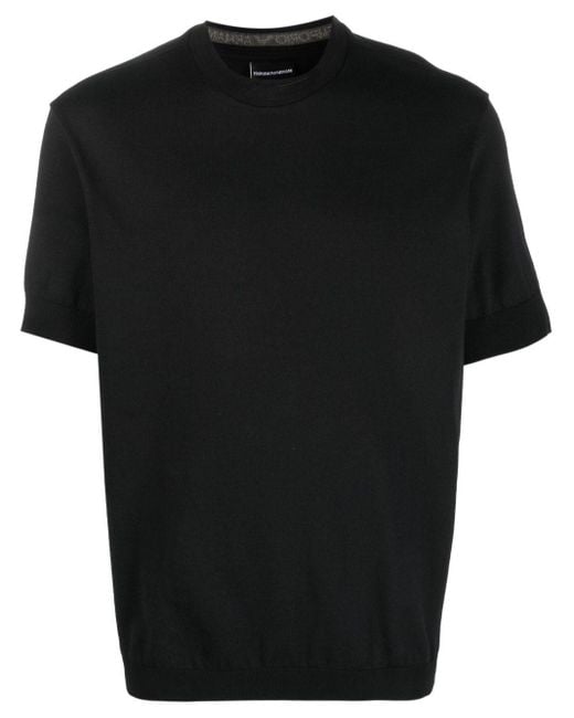 Emporio Armani Black Logo-print Neckline T-shirt for men