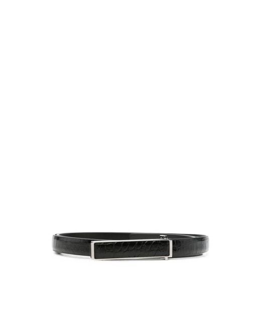 Tom Ford Black Crocodile-Effect Plaque-Buckle Belt for men