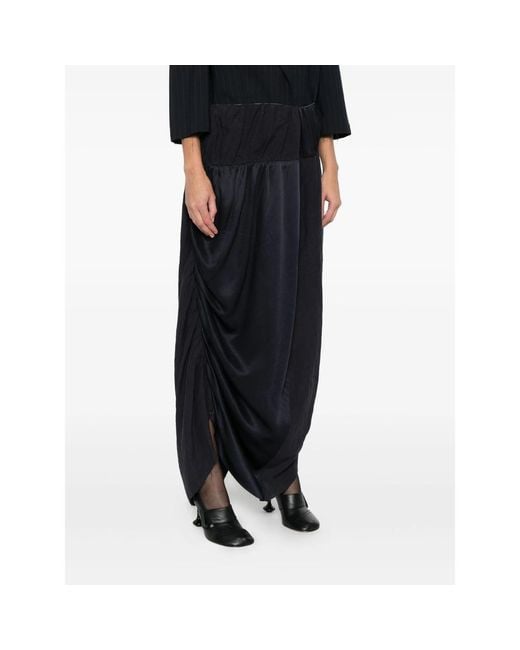 Ziggy Chen Black Ruched Midi Skirt