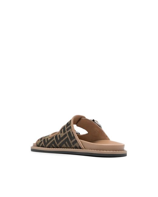 Fendi Brown Neutrals Flip-Flops & Slides for men