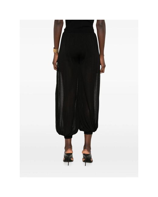 Jonathan Simkhai Black Sheer-Finish Cuffed Trousers