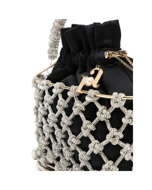 Rosantica Black Holli Nodi Crystal-Embellished Bucket Bag