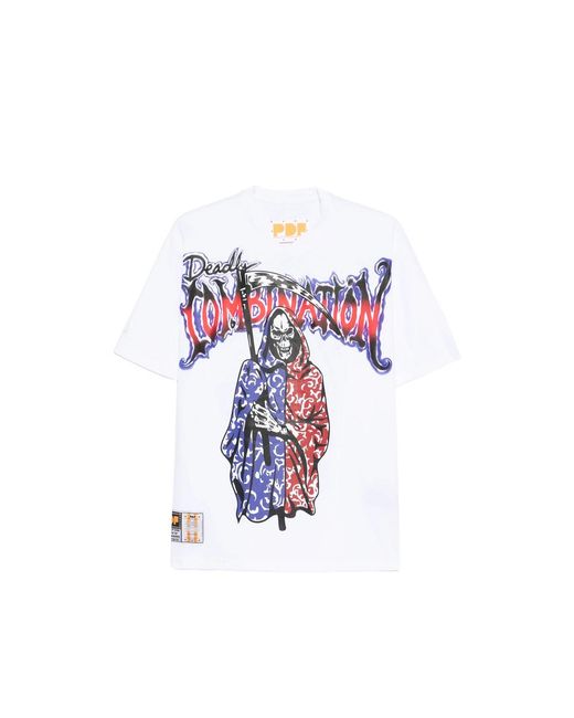PDF White Graphic-Print T-Shirt for men